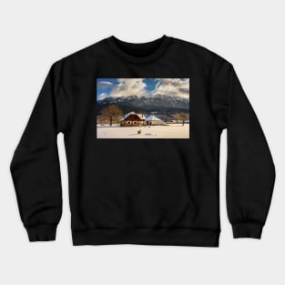 House by the mountains, winter time Crewneck Sweatshirt